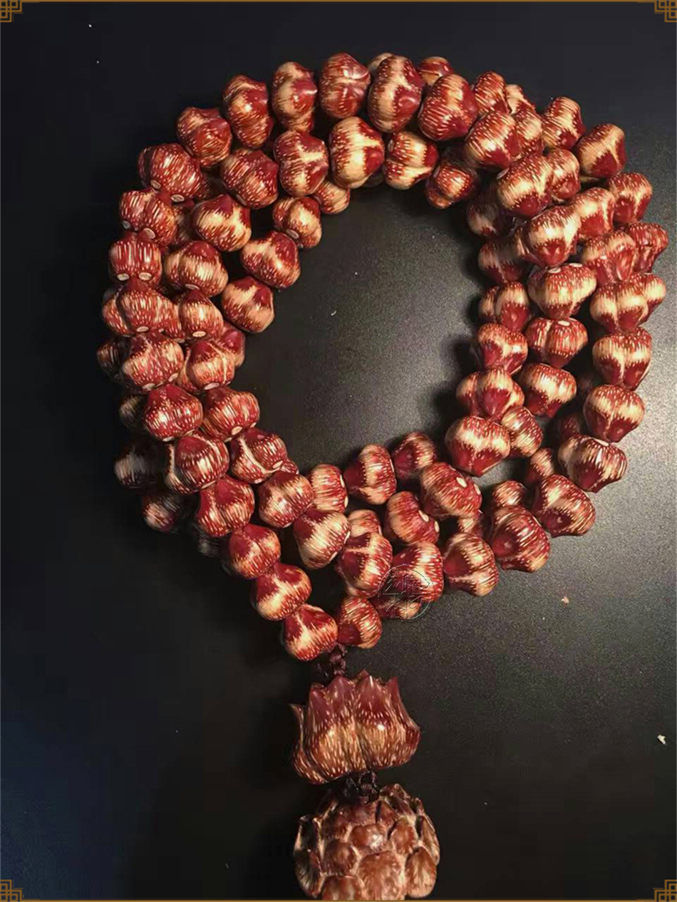 滴血莲花大籽 牛血红菩提子手串佛珠手链 男女款原籽成品文玩饰品