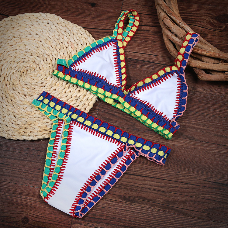 6色现货2016速卖通ebay热销手工钩编泳衣女士欧美爆款编织比基尼