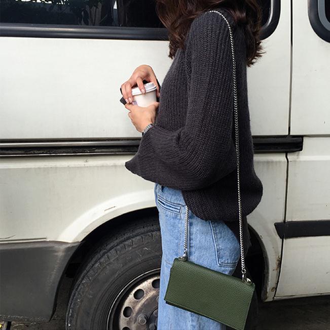 韩国订单荔枝纹纯色pu皮单肩包迷你复古小包链条包方形休闲斜挎包