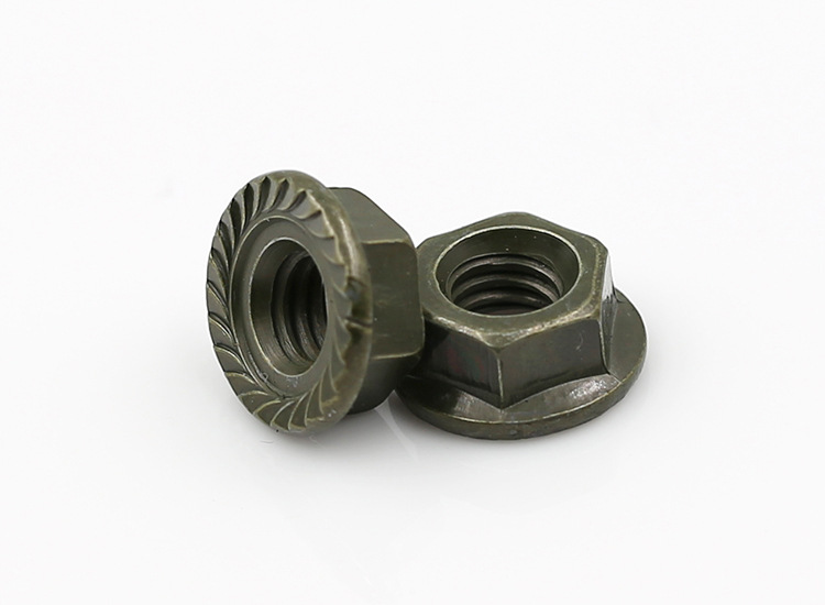 军绿色全金属六角法兰自锁螺母 高防松法兰螺母 螺钉厂家直销