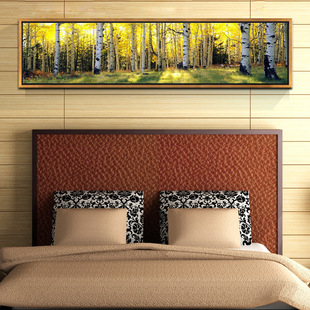 现代宾馆酒店卧室床头挂画家居装饰画批发沙发壁画风景画白桦林树