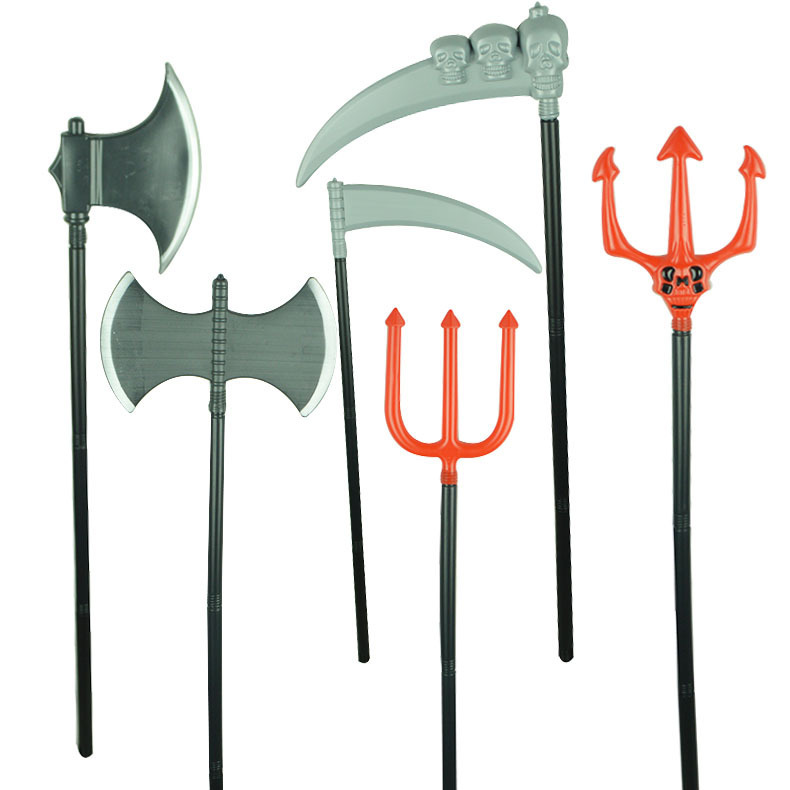 Halloween Simulation Weapon Axe Mountain Axe Red Three-Fork Death Sickle Single-Sided Axe Double-Sided Axe Toy