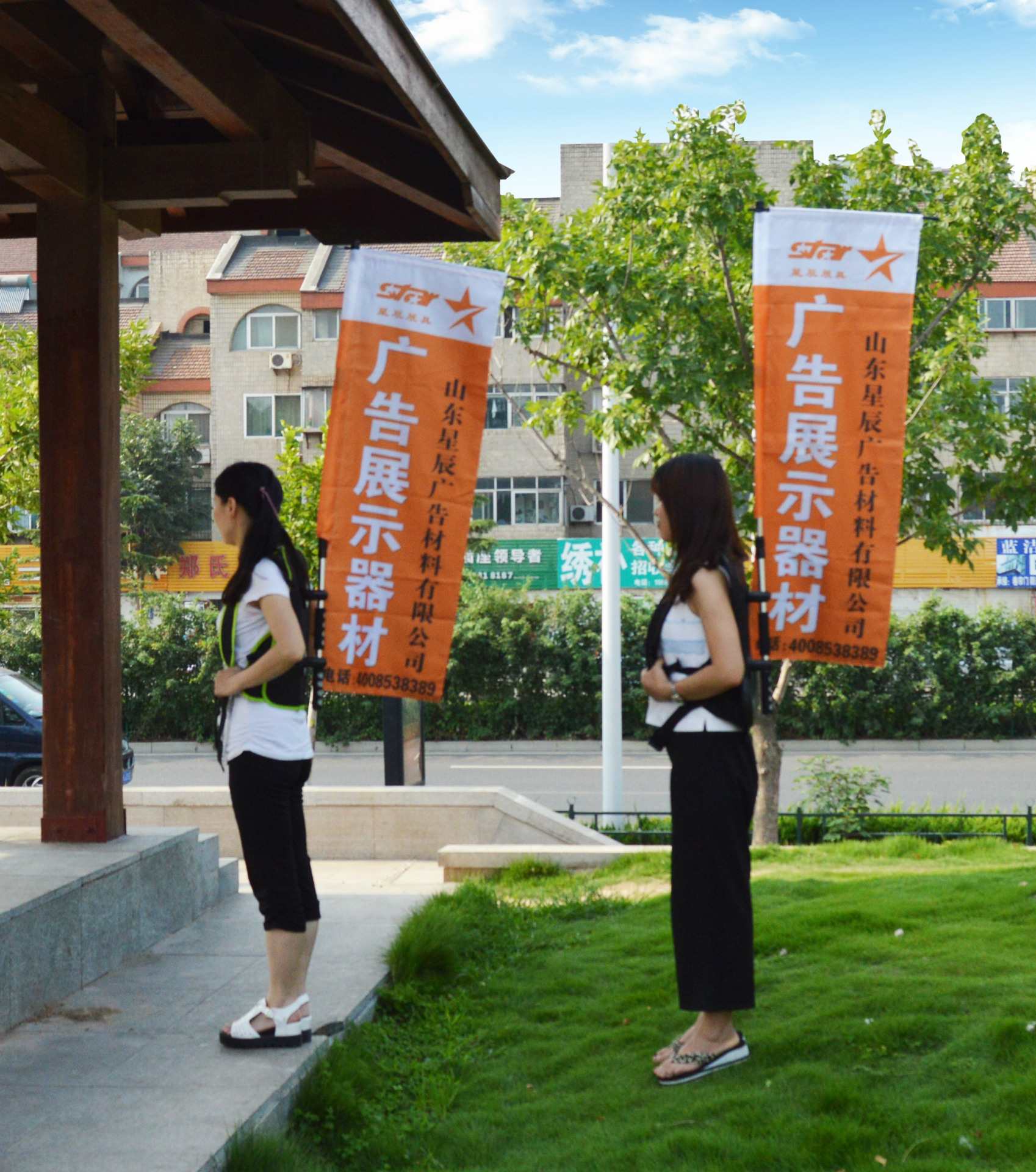 背包旗杆刀型旗杆登山旗旅游旗背包旗广告背包旗杆