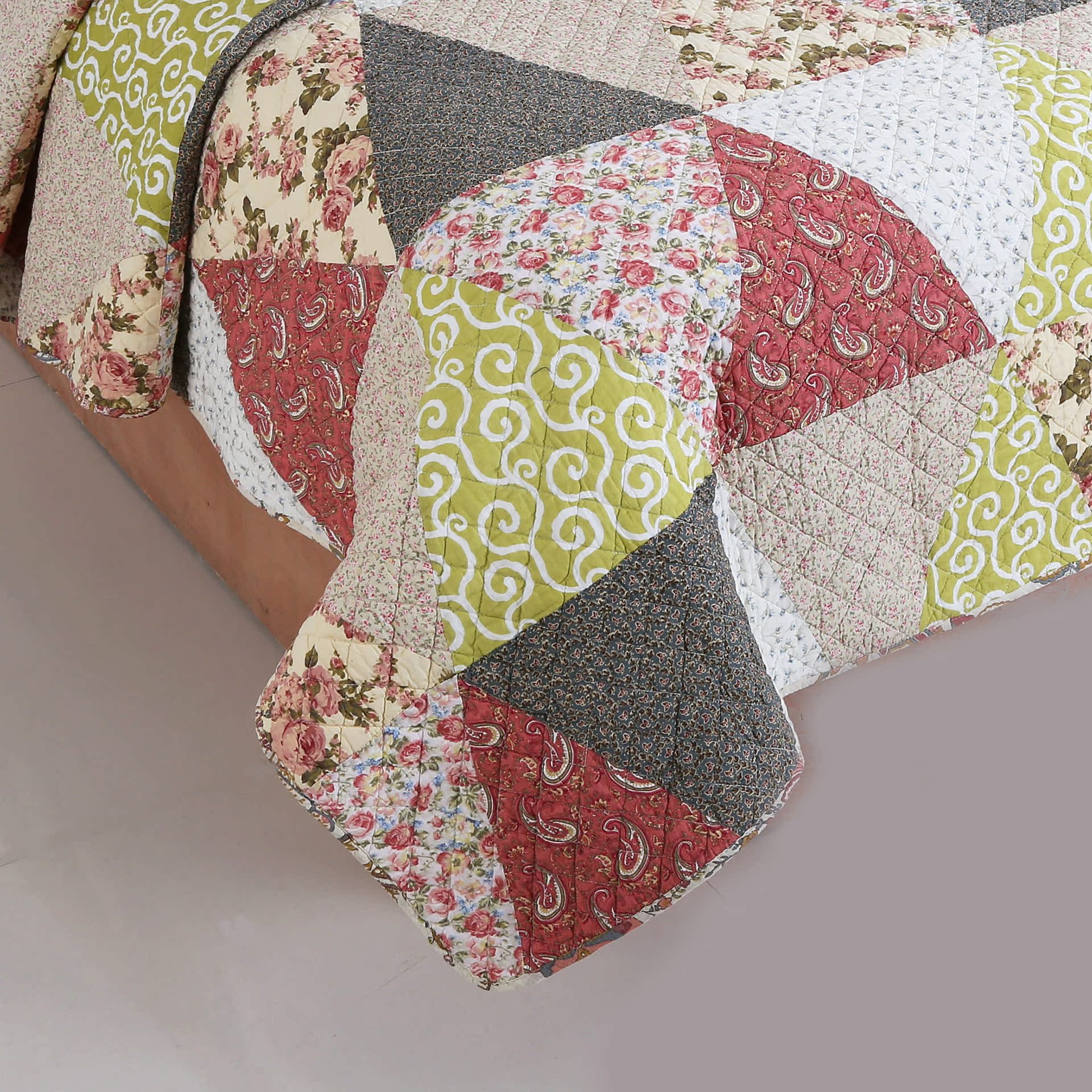 床盖三件套 绗缝被外贸原单 美式纯棉手工绗缝床单床上用品 批