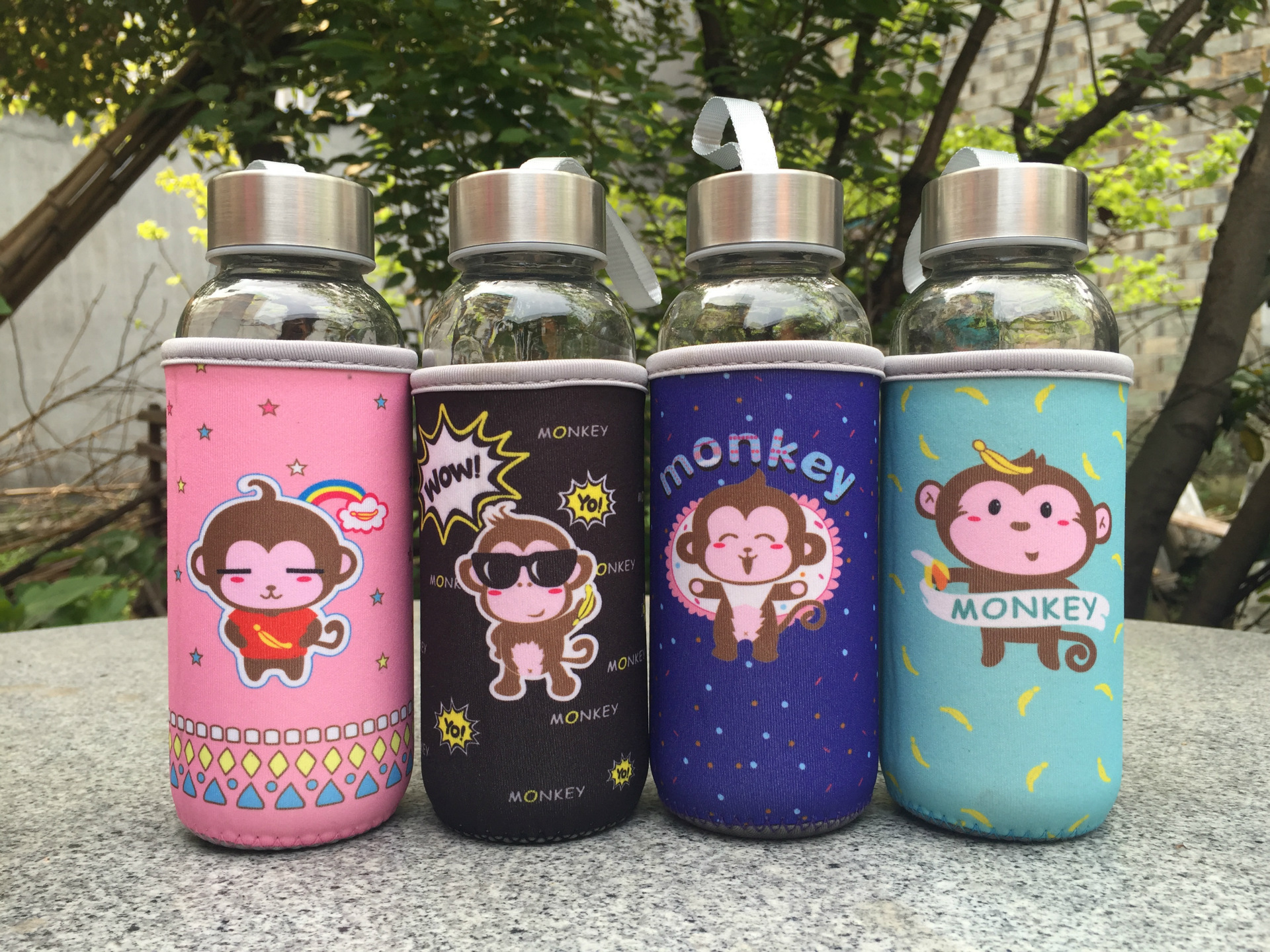 精致可爱单层带套带提绳玻璃杯 礼品广告水杯 运动水瓶 批发定制