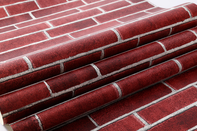 批发外贸立体3d砖纹壁纸仿古砖头砖块墙纸店铺装修文化砖pvc壁纸