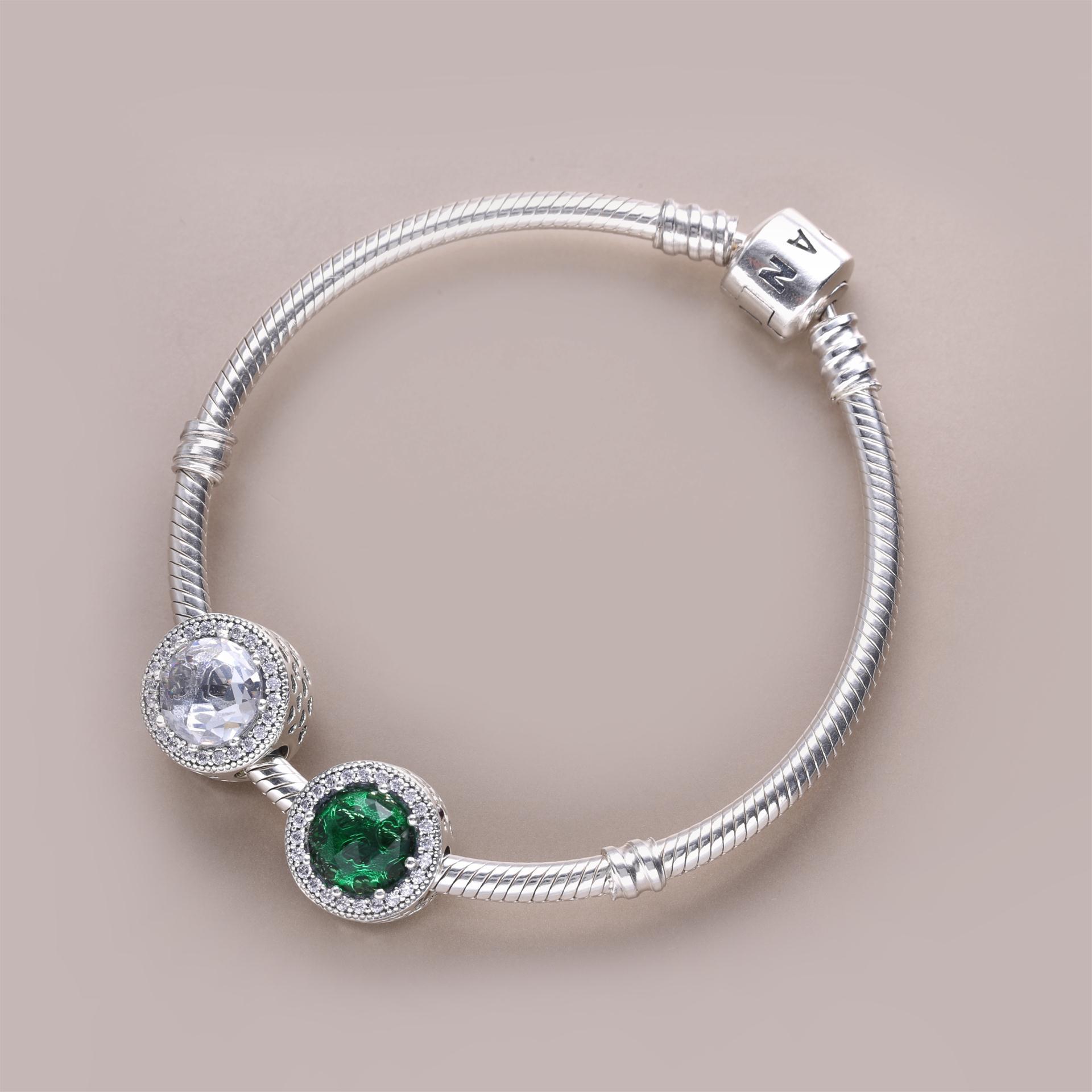 格诺亚 s925银 潘家手链 夏季新款镶石心形低爆款珠子