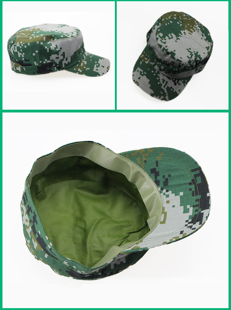夏季大学生军训迷彩帽子军迷数码林地丛林平顶帽子户外登山作训帽