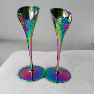 不锈钢电镀加工镀彩色 酒杯真空电镀彩色加工七彩色真空电镀加工