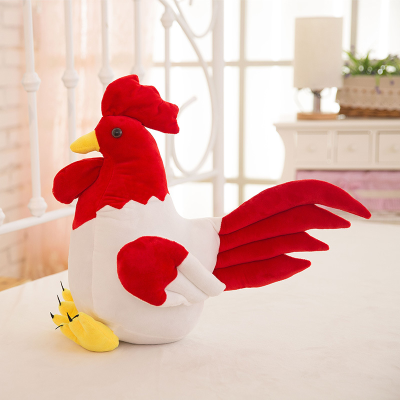 2017年鸡年吉祥物唐装鸡毛绒玩具花布大公鸡公仔玩偶公司年会礼品
