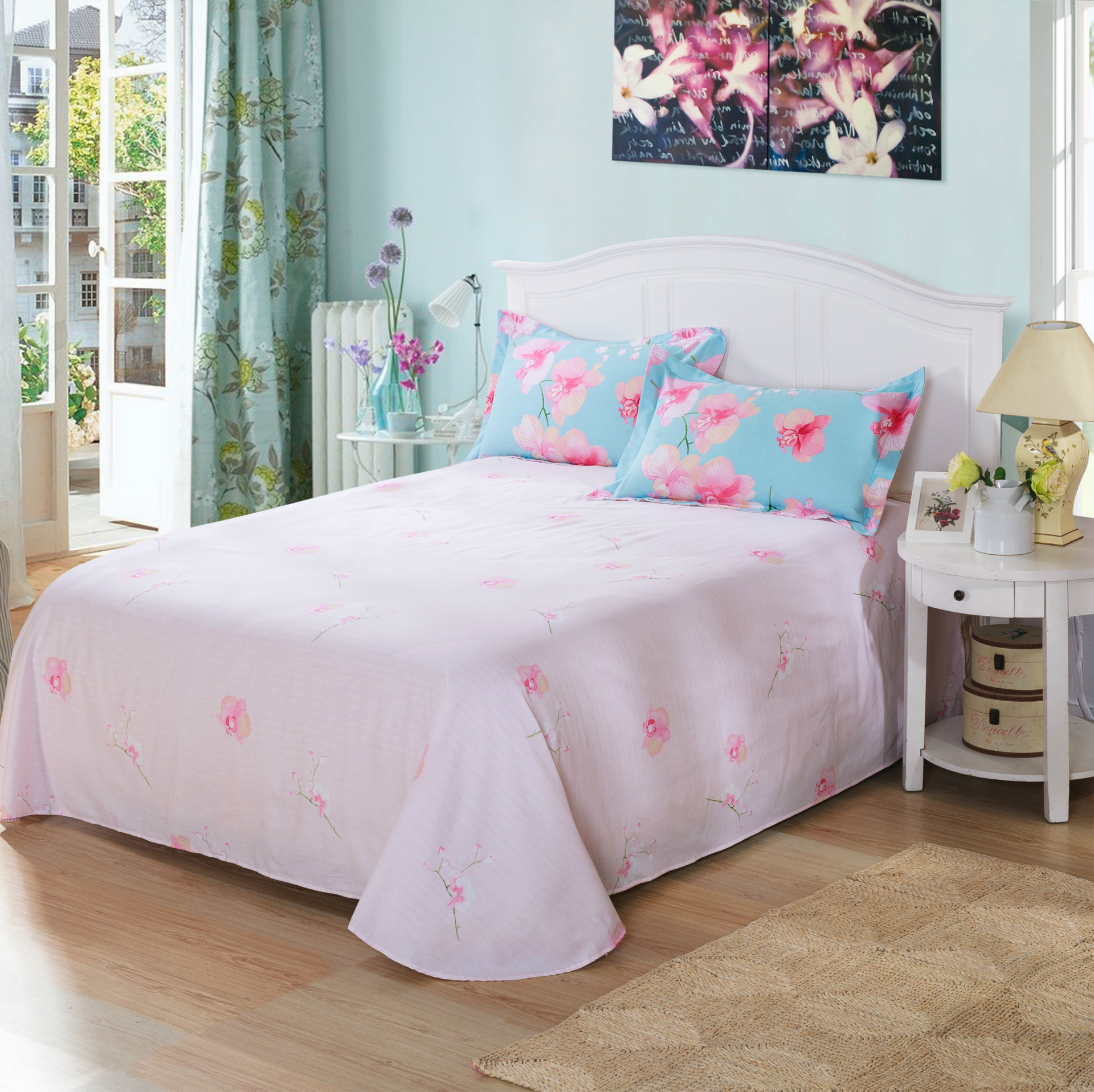 纯棉圆角床单 单人双人全棉单件被单 枕套