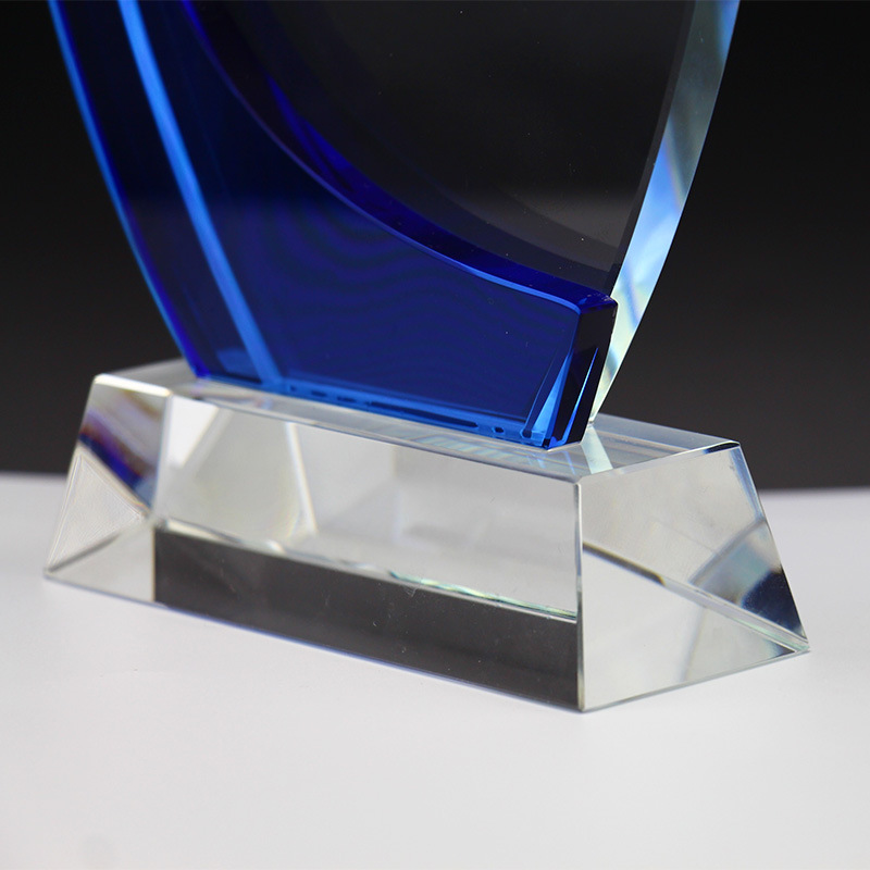 厂家批发 现货蓝湾 帆船 步步高奖牌喷砂水晶奖杯 k9水晶材质定做