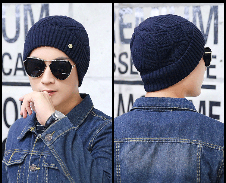 新款秋冬男士头套帽毛线帽保暖针织帽韩版潮冬天加厚护耳