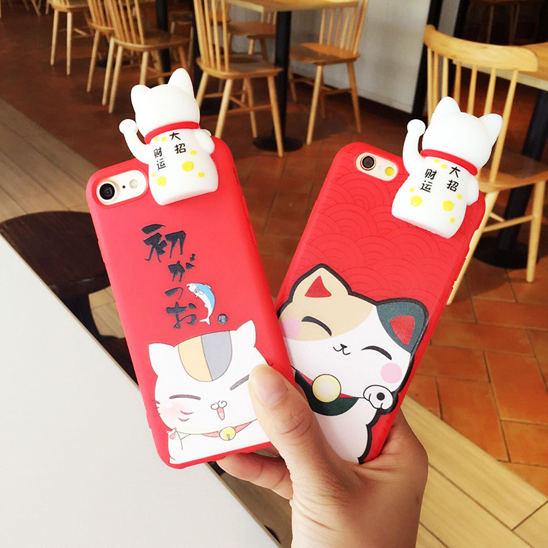 卡通招财猫iphone6/7立体趴趴手机