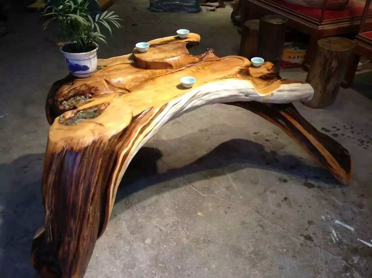 大树根 崖柏根雕茶台制作 2016年新款崖柏整体茶桌诚招代理