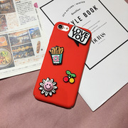Iphone7手机壳 全包喷油PC番茄手机套 韩国个性笑脸贴
