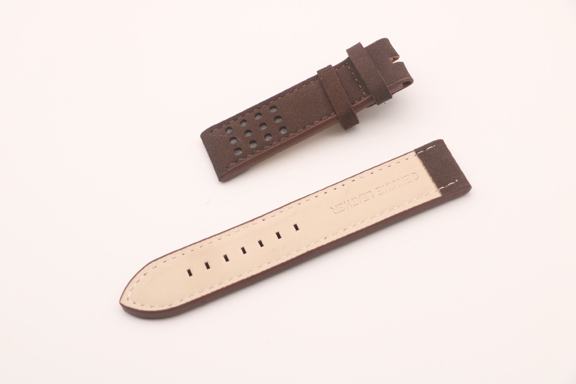 时尚新款pu磨砂表带 车线切边手表带 耳位打孔 22mm22mm