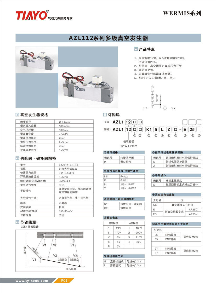 airbest真空发生器azl112系列多级