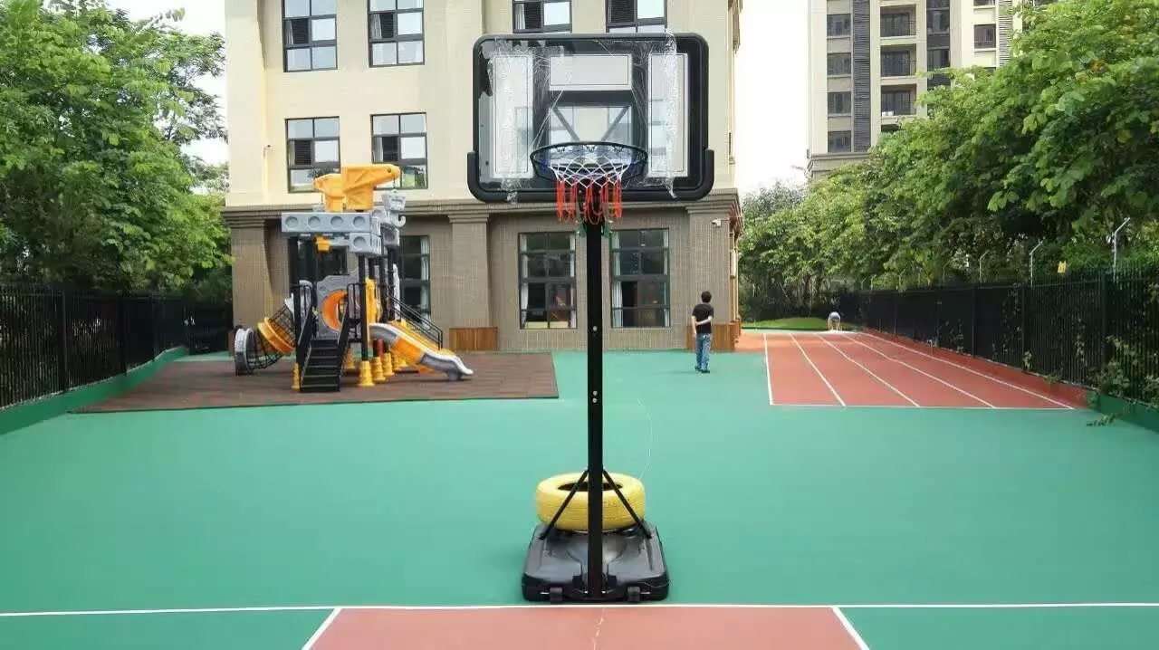 幼儿园配置 小型安全滑梯 儿童投篮框 丙烯酸篮球场地面