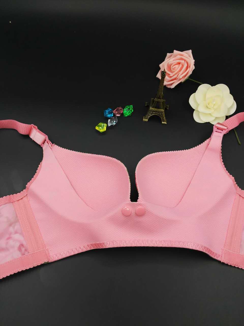 一片式哺乳内衣粉玫瑰前开扣哺乳聚拢文胸孕妇产后喂奶防下垂胸罩