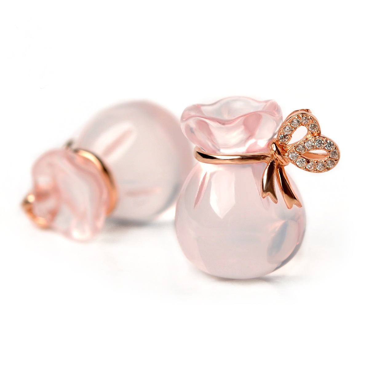 芙蓉石粉晶吊坠批发 粉水晶钱袋挂件 女款福袋代代有钱