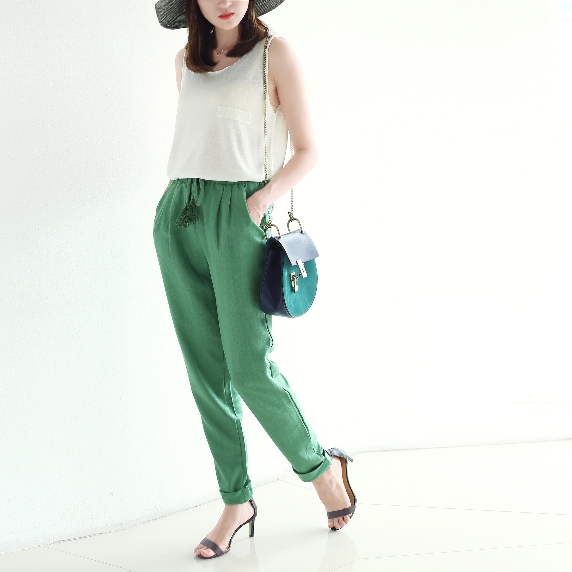 秒杀特价 棉麻裤棉麻女装亚麻直筒休闲裤女九分裤子欧美原单