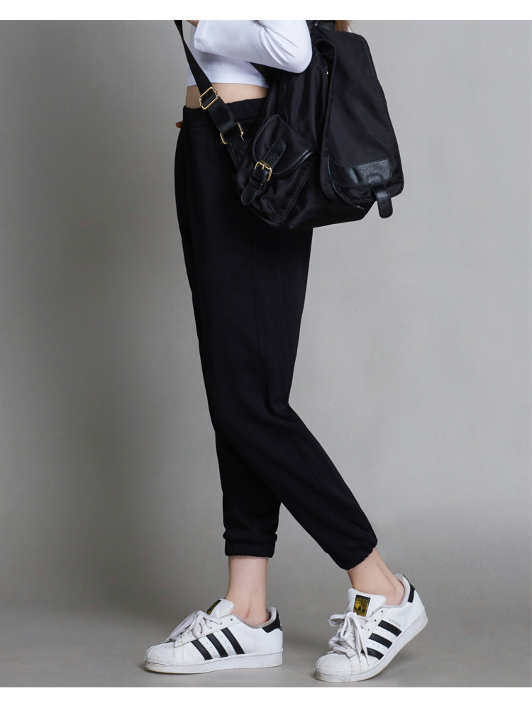 休闲宽松小脚裤长裤女秋 黑色显瘦哈伦裤