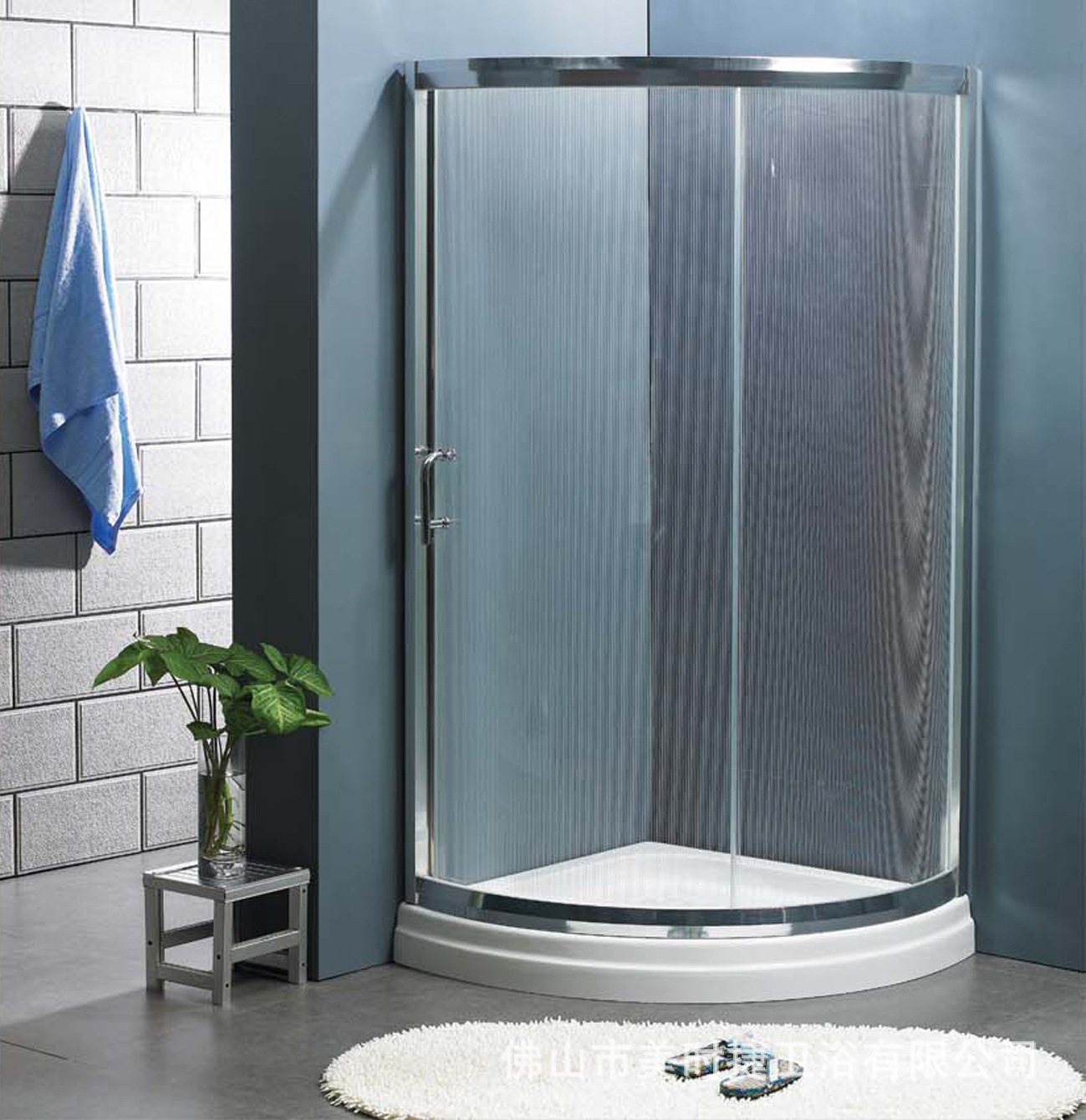 科凡卫浴 豪华扇形整体淋浴房 钢化玻璃亚克力底座淋浴房