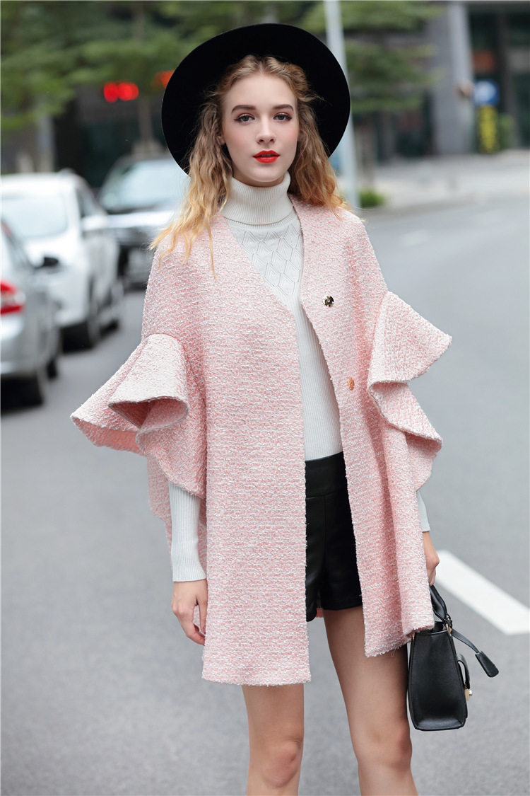 实拍秋冬韩版女款时尚修身百搭喇叭袖九分袖