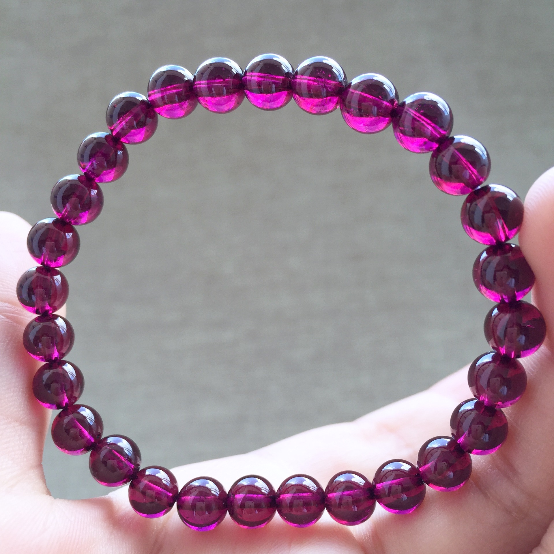 紫牙乌石榴石手链天然6a巴西紫石榴石水晶手串单圈紫牙乌