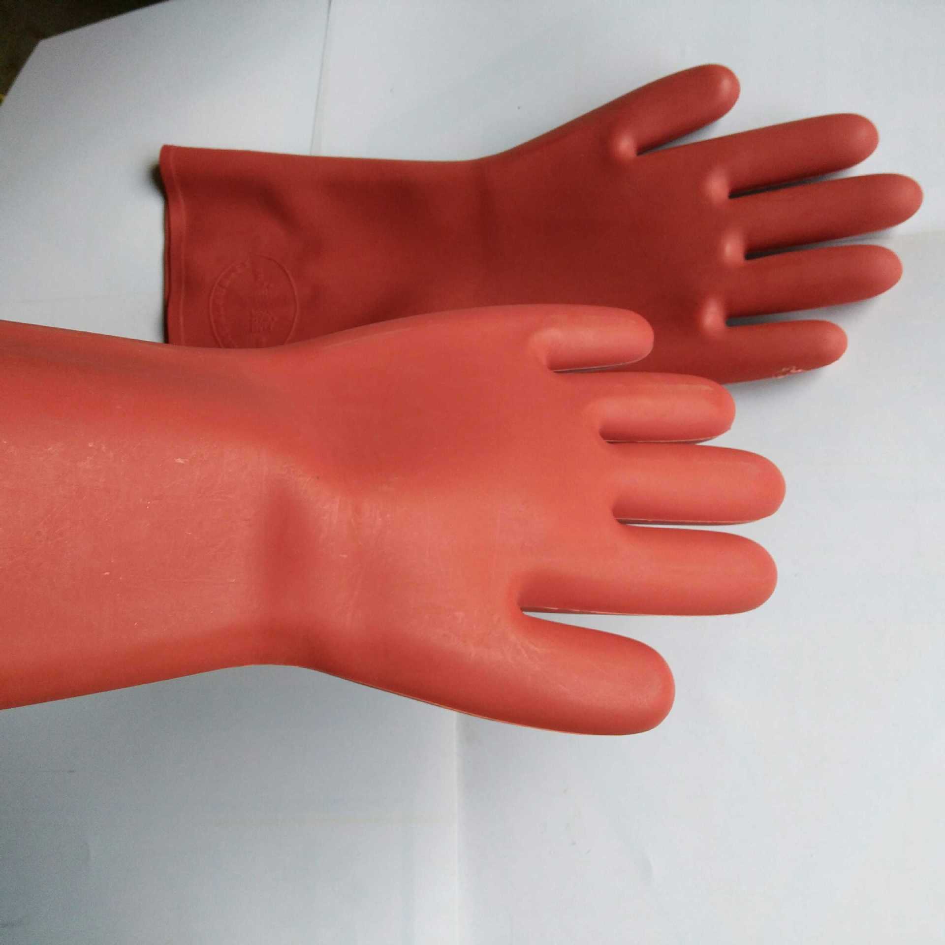 厂家供应正品津鑫牌12kv橡胶绝缘手套一等品电工防护手套