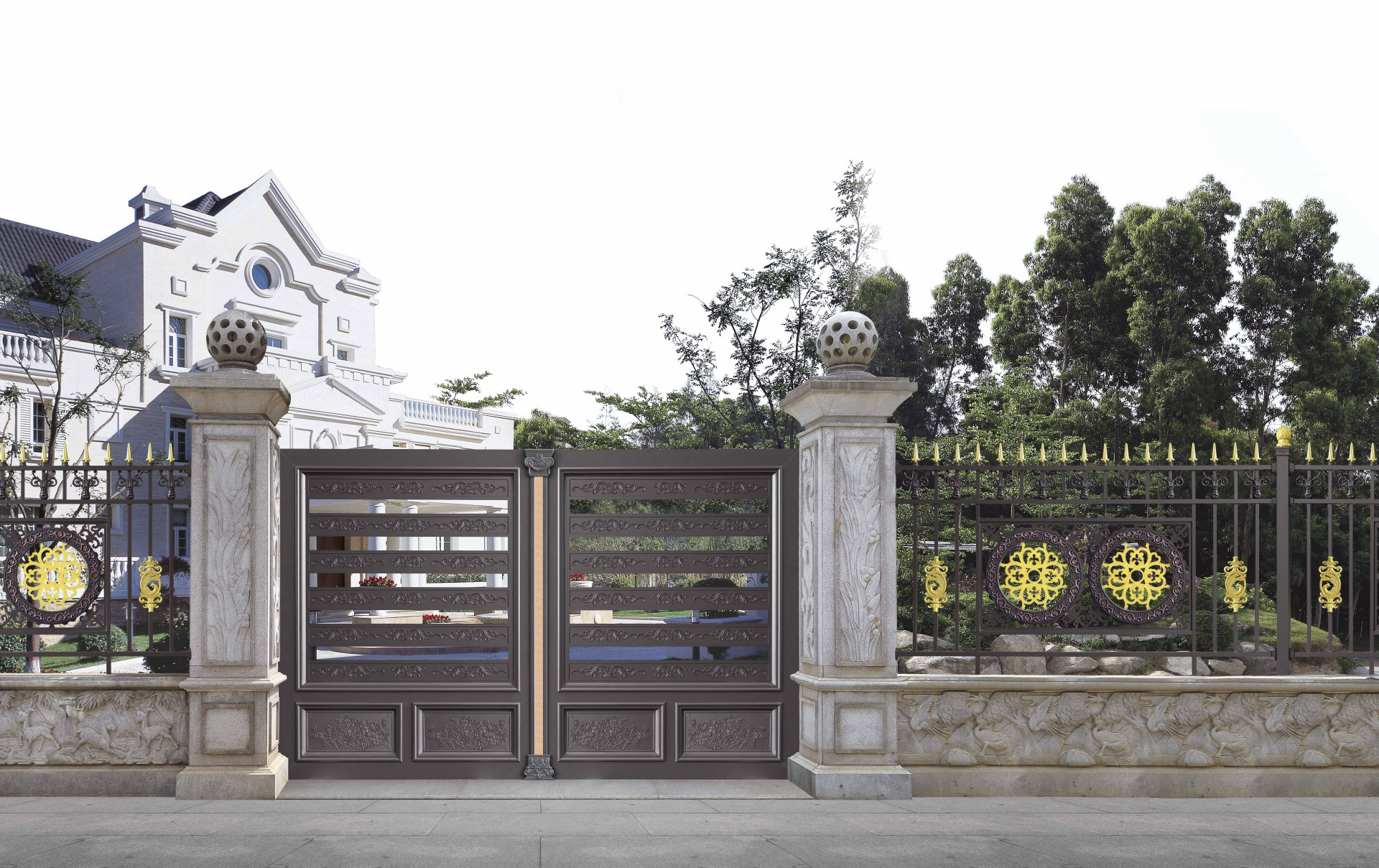 别墅庭院铝艺大门 铝合金大门 高档小区住宅铝合金 防盗铝大门