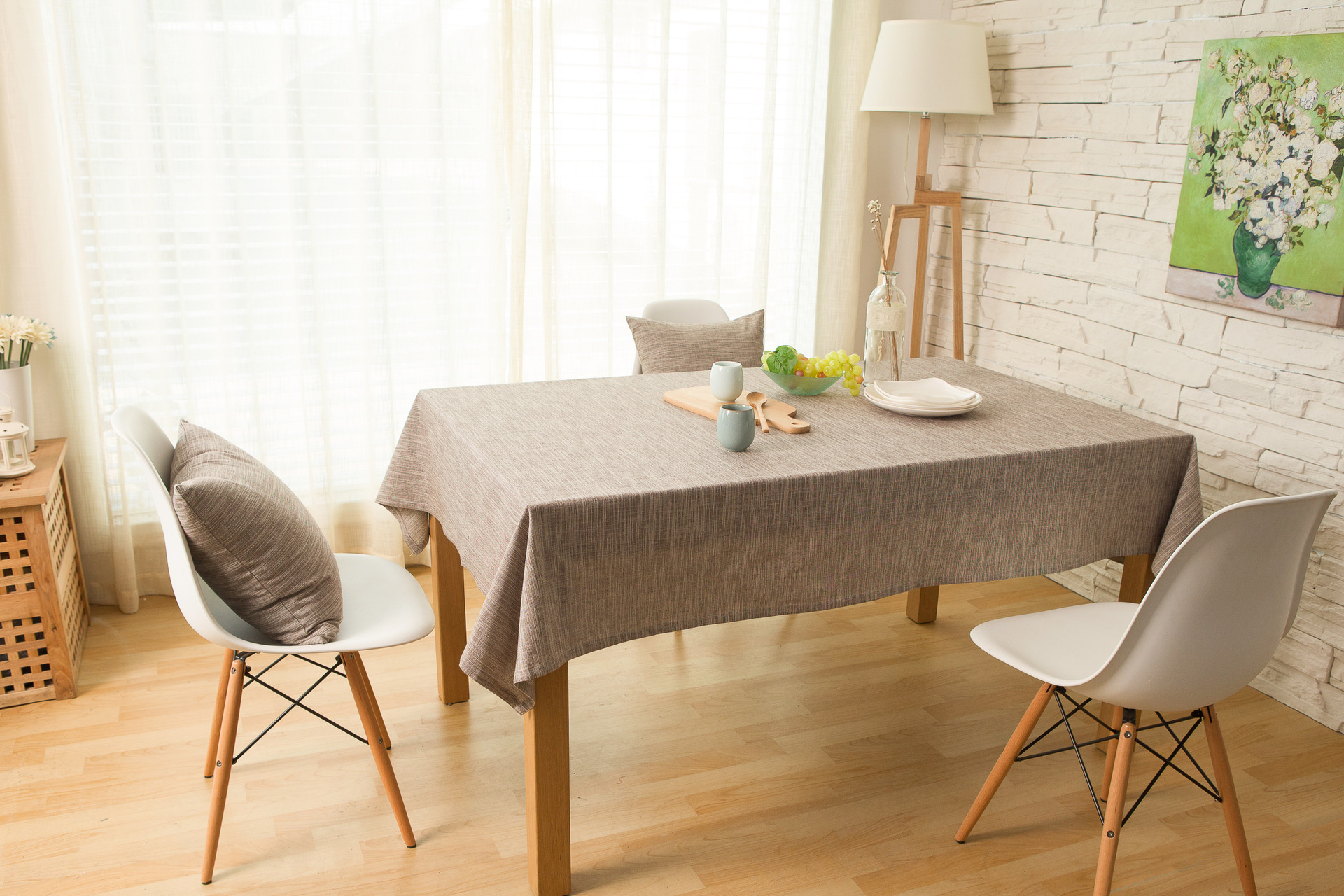 日式棉麻素色桌布台布灰咖蓝素布餐桌茶几布艺 一件代发