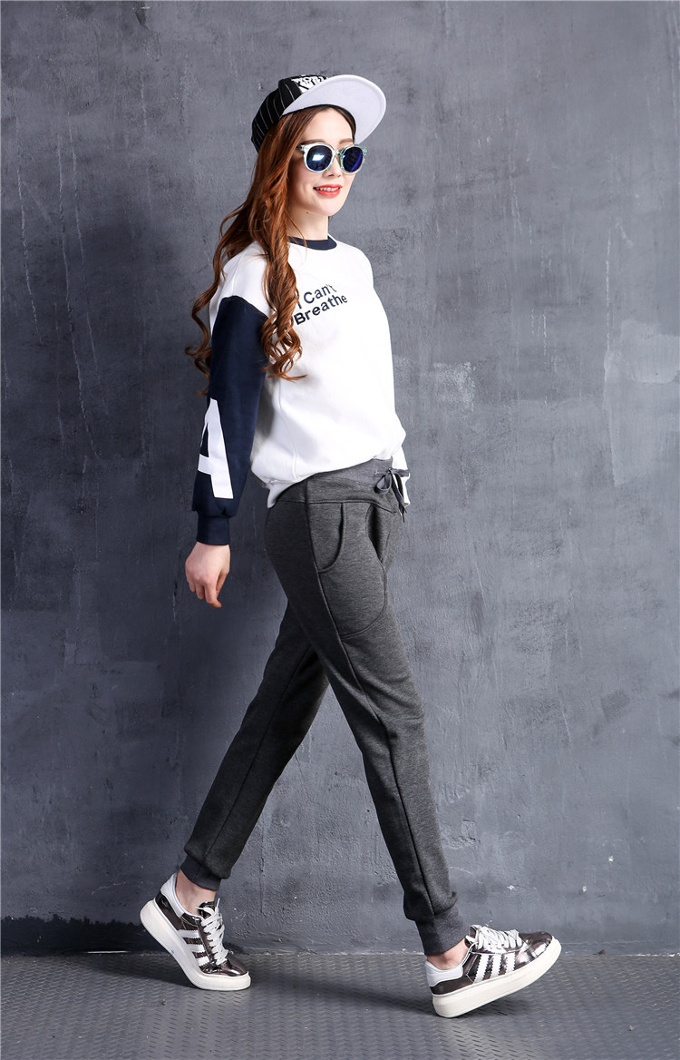 加绒加厚运动裤女士小脚收口长裤冬季休闲裤