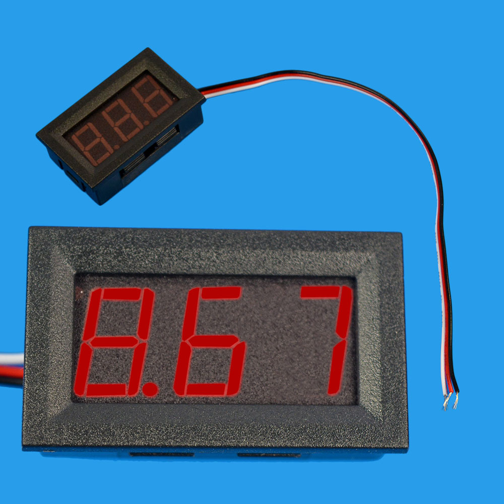 三线式直流电压表三位led数字数显0-100v电压表外部供电接反批发