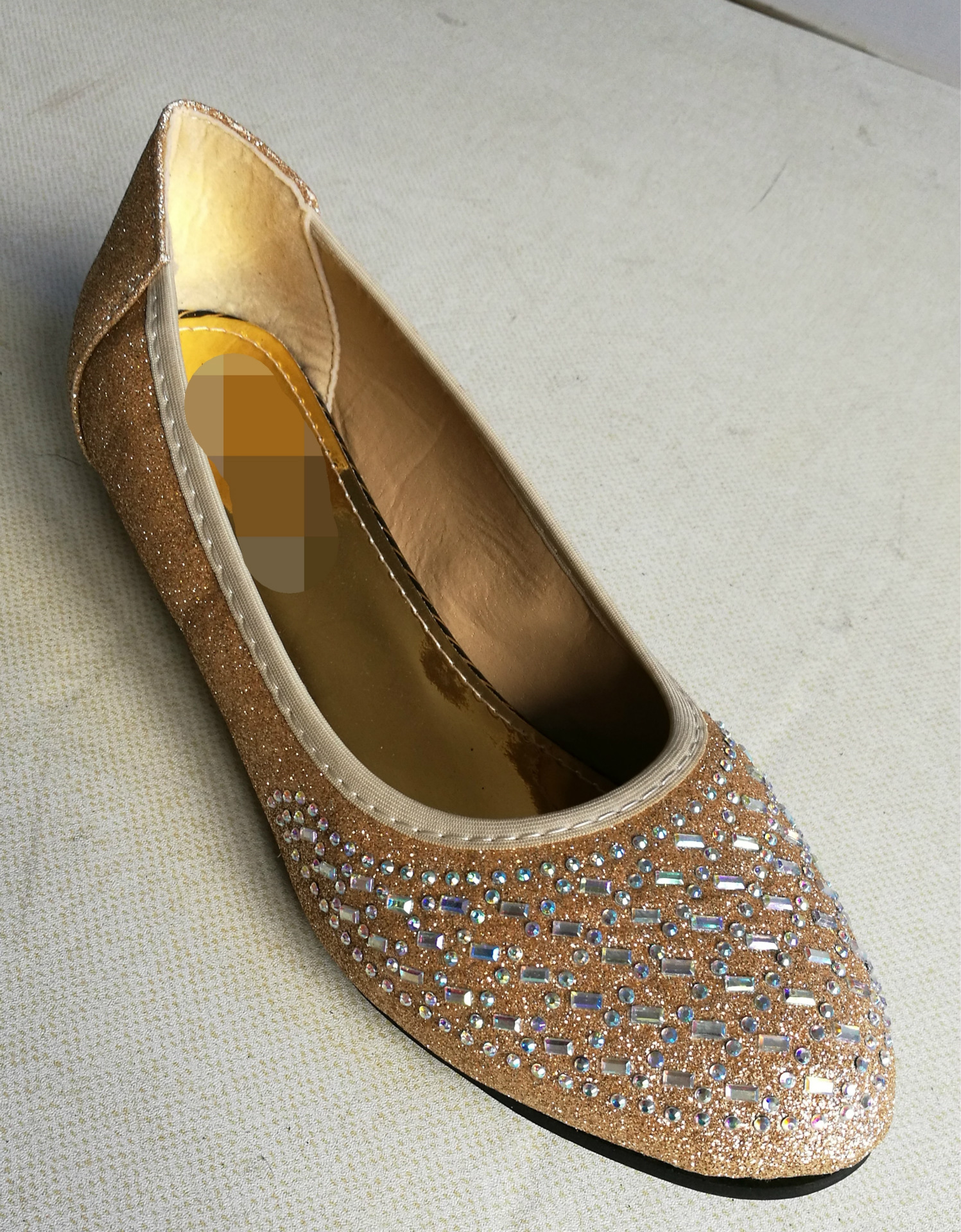 新款圆头外贸单鞋时尚女鞋烫钻 全钻圆头坡跟跳舞鞋 来样可定做