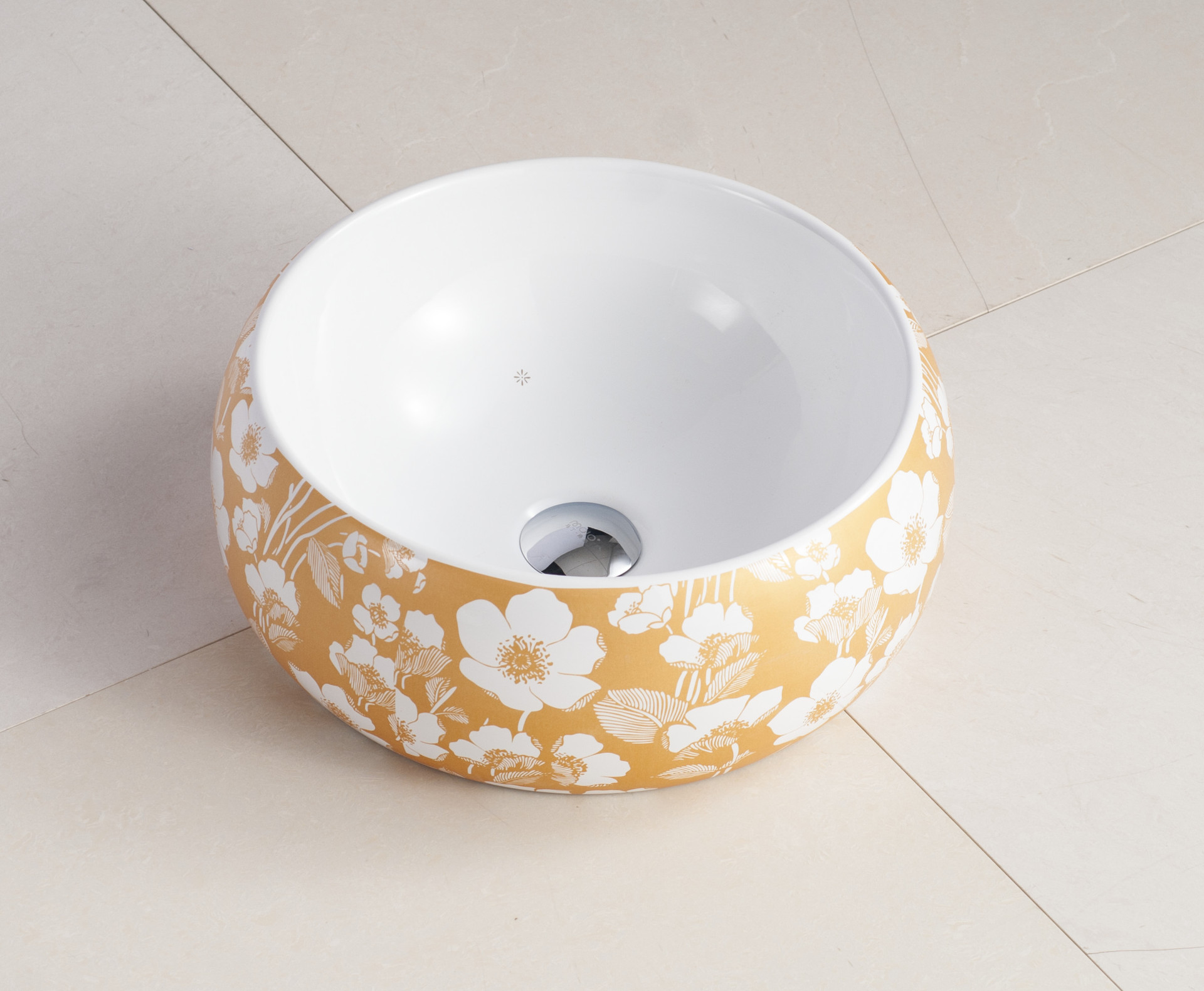 小尺寸彩金洗手盆 圆形鼓形洗脸盆 彩花彩色台面艺术盆直销台上盆