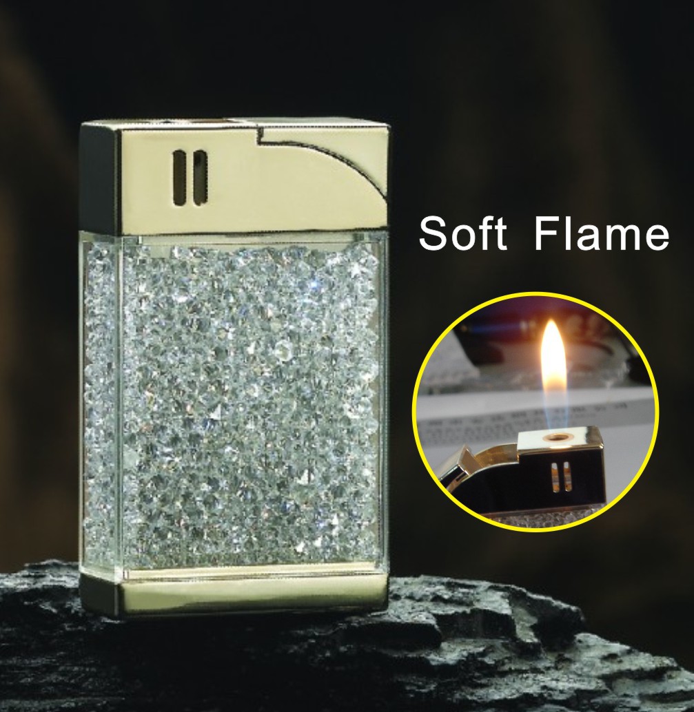 镶嵌钻石水晶女士炫彩明火打火机