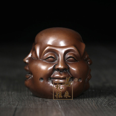 纯铜弥勒佛小摆件 喜怒哀乐弥勒佛 铜四面佛头 铸铜佛像【大图】