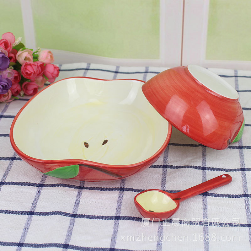 Daily Ceramic Fruit Bowl Tableware 3-Piece Set Children's Tableware Creative Cartoon Cute Bowl Factory Direct Supply