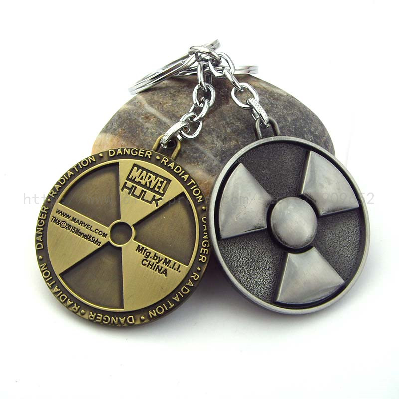 热卖电影周边 绿巨人核辐射标志金属钥匙扣 厂家直销