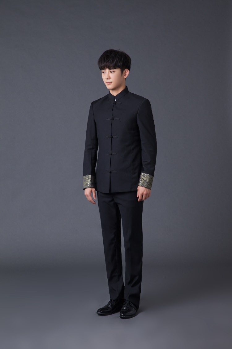 一件代发中山装汉服男 中国风立领唐装男青年套装