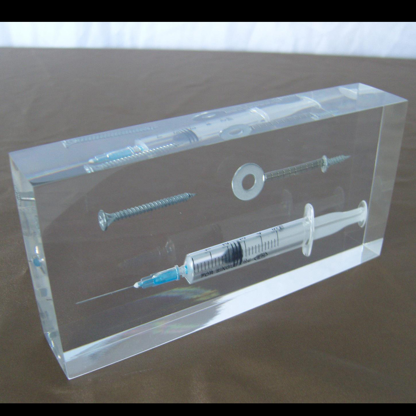 定制透明亚克力无缝热压相框 水晶内嵌图案工艺品纸镇内雕摆件