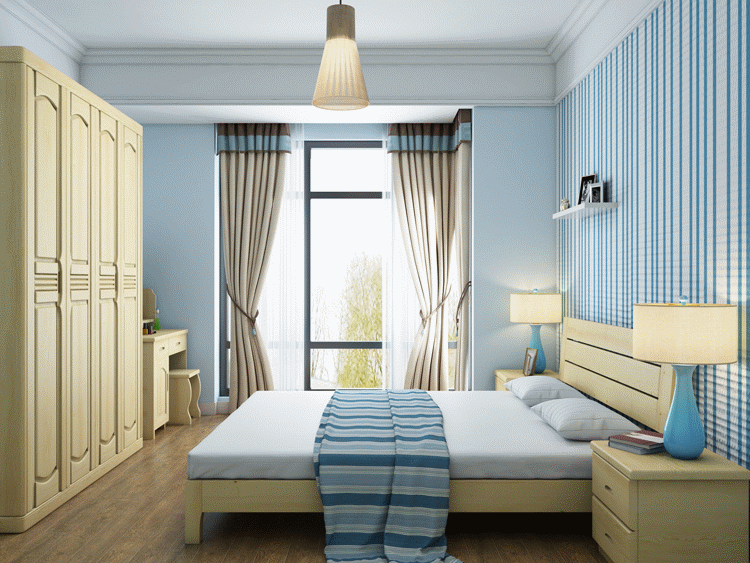 8米松木床1.5简约现代风格卧室套房家具白色田园