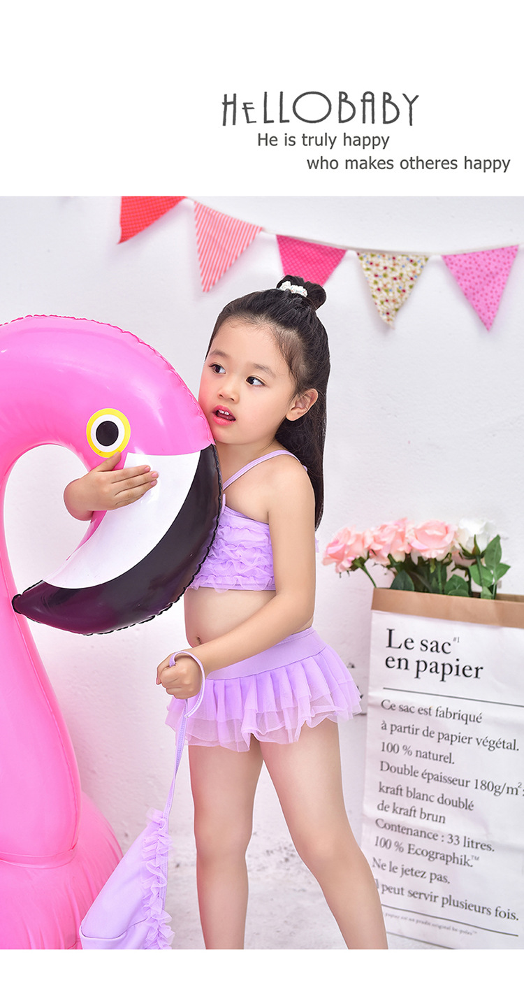 2017年新款儿童泳装女童小女孩分体比基