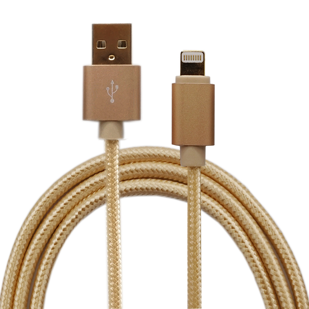 1米i56si7镀金头数据线2米金属尼龙编织充电线3米