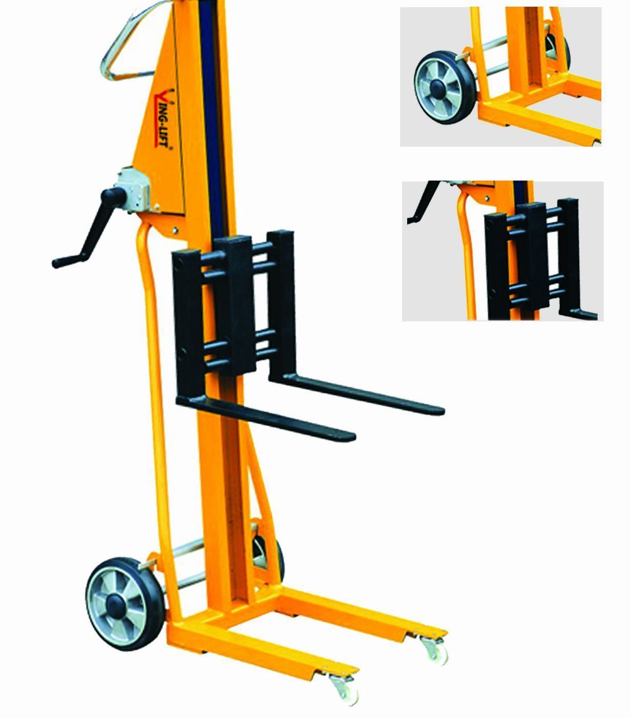 【金鄂】非标迷你轻型手摇堆高车 钢丝绳机械式电动手摇升降叉车