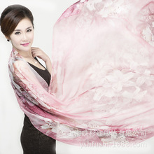 杭州厂家桑蚕丝5A丝绸加长薄款数码喷绘民族风真丝丝巾现货批发
