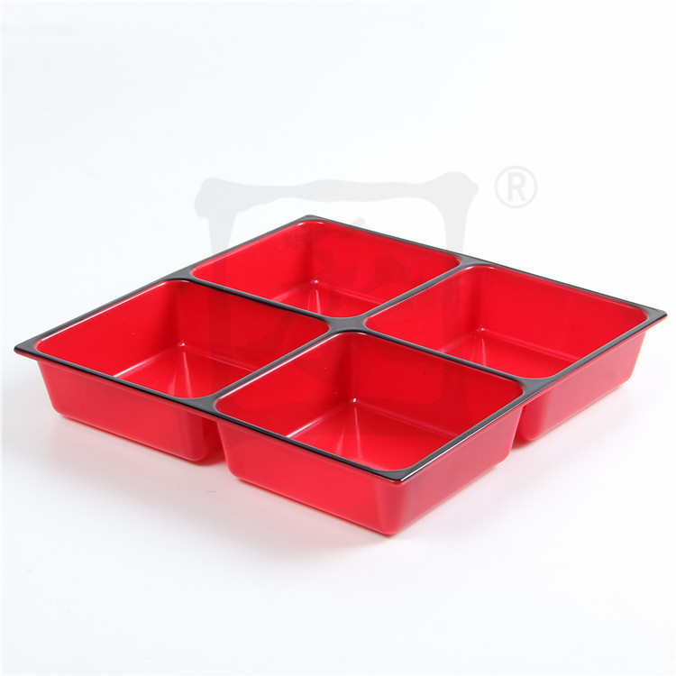 日式正方形四格便当盒饭盒日式风格分格饭盒高档商务寿司快餐盒