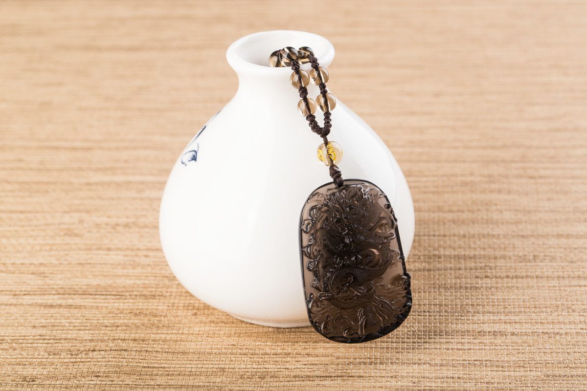 天然黑曜石项链 龙腾四海吊坠 招财辟邪宝石手串 黑曜石厂家直销